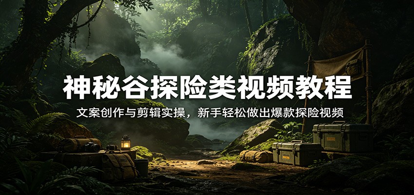 神秘谷探险类视频教程：文案创作与剪辑实操，新手轻松做出爆款探险视频-软件天堂-专注分享