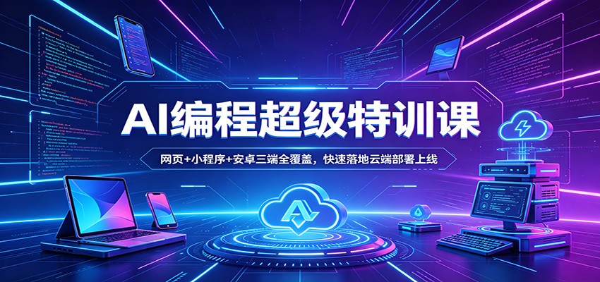 AI编程超级特训课：网页+小程序+安卓三端全覆盖，快速落地云端部署上线-软件天堂-专注分享