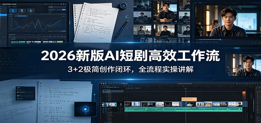 2026新版AI短剧高效工作流：3+2极简创作闭环，全流程实操讲解-软件天堂-专注分享