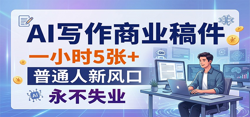 AI写作商业稿件，一小时5张+，普通人新风口，永不失业-软件天堂-专注分享
