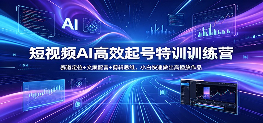 短视频AI高效起号特训训练营：赛道定位+文案配音+剪辑思维，小白快速做出高播放作品-软件天堂-专注分享