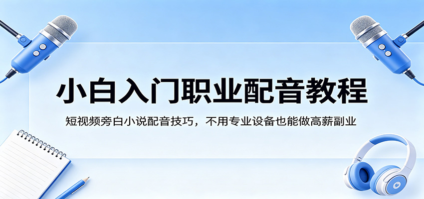 小白入门职业配音教程，短视频旁白小说配音技巧，不用专业设备也能做高薪副业-软件天堂-专注分享