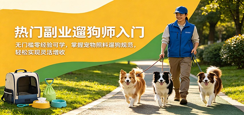 热门副业遛狗师入门，无门槛零经验可学，掌握宠物照料遛狗规范，轻松实现灵活增收-软件天堂-专注分享