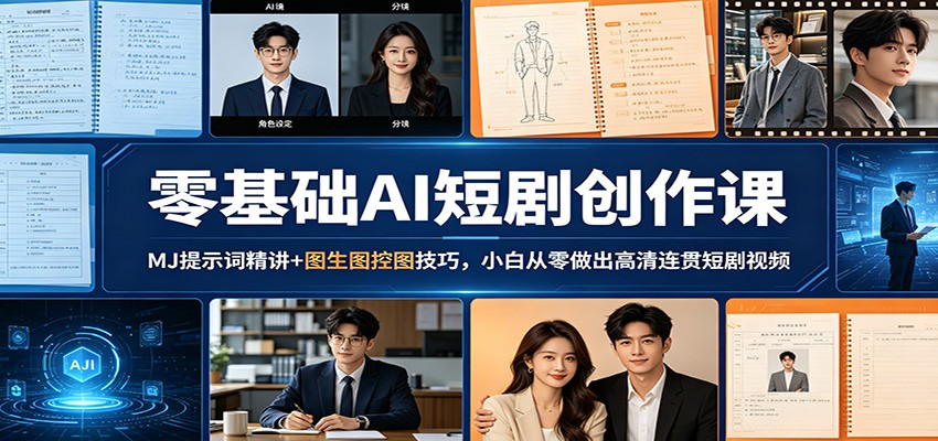 零基础AI短剧创作课：MJ提示词精讲+图生图控图技巧，小白从零做出高清连贯短剧视频-软件天堂-专注分享