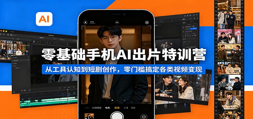 零基础手机AI出片特训营：从工具认知到短剧创作，零门槛搞定各类视频变现-软件天堂-专注分享