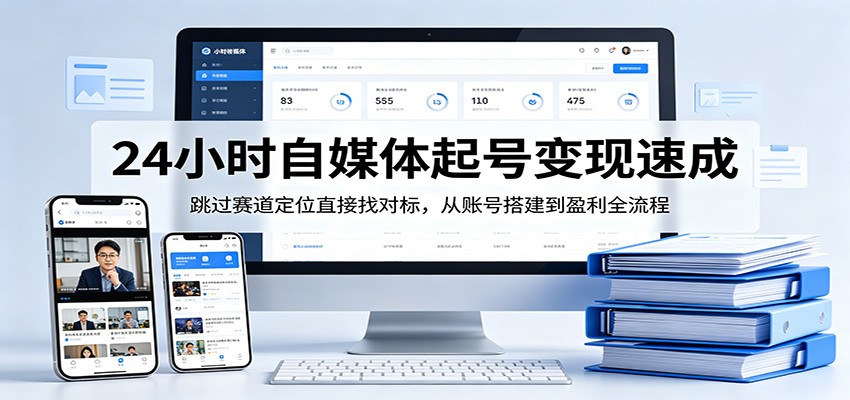24小时自媒体起号变现速成，跳过赛道定位直接找对标，从账号搭建到盈利全流程-软件天堂-专注分享