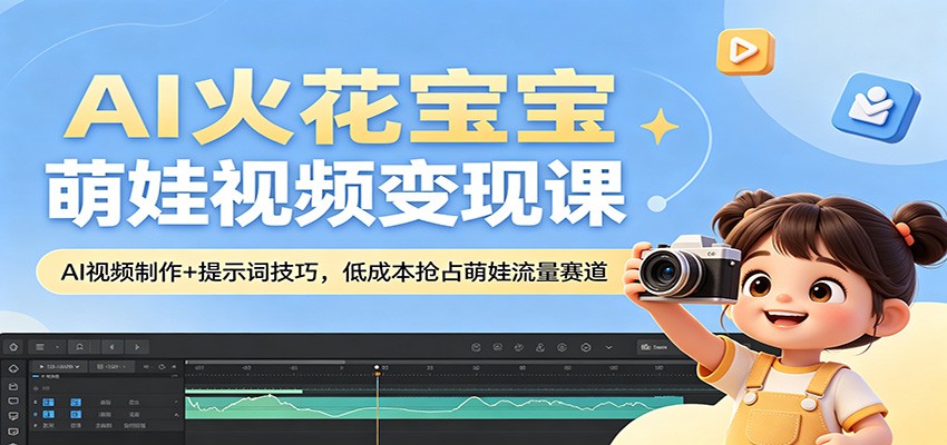 AI火花宝宝萌娃视频变现课：AI视频制作+提示词技巧，低成本抢占萌娃流量赛道-软件天堂-专注分享