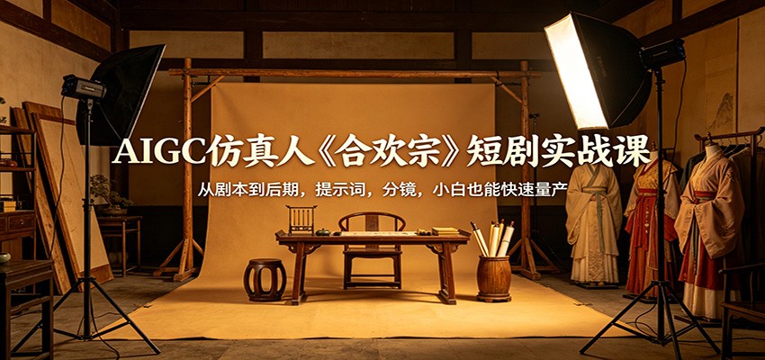 AIGC仿真人《合欢宗》短剧实战课：从剧本到后期，提示词，分镜，小白也能快速量产-软件天堂-专注分享