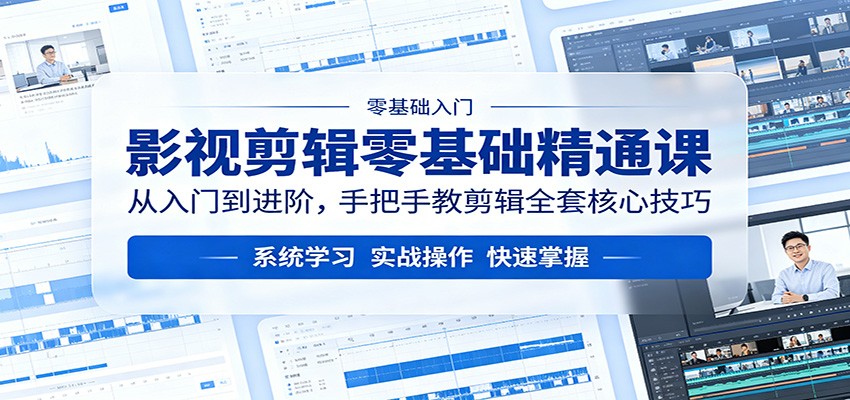 影视剪辑零基础精通课：从入门到进阶，手把手教剪辑全套核心技巧-软件天堂-专注分享