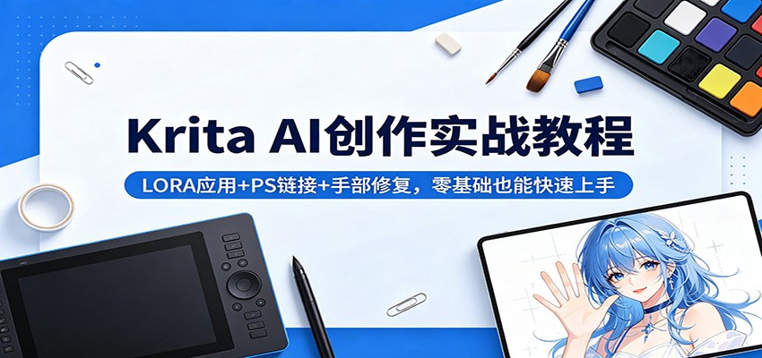 Krita AI创作实战教程：LORA应用+PS链接+手部修复，零基础也能快速上手-软件天堂-专注分享