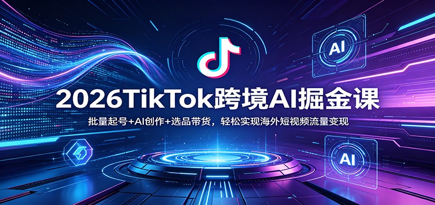 2026TikTok跨境AI掘金课:批量起号+AI创作+选品带货,轻松实现海外短视频流量变现-软件天堂-专注分享