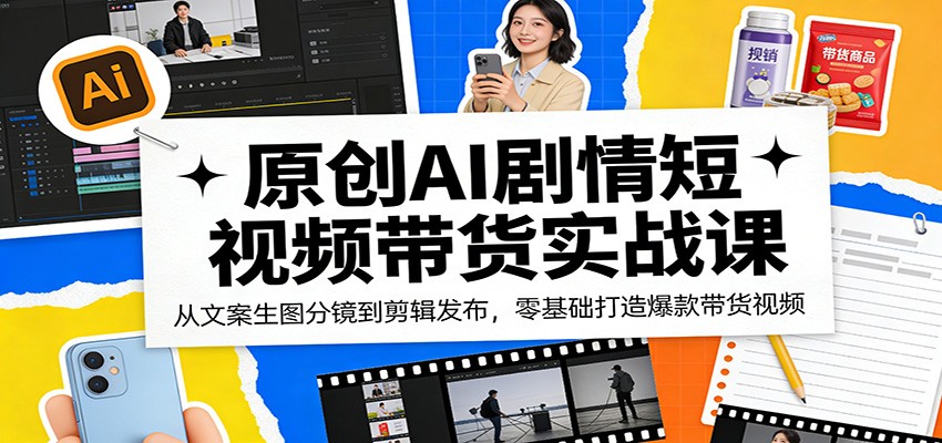 原创AI剧情短视频带货实战课:从文案生图分镜到剪辑发布,零基础打造爆款带货视频-软件天堂-专注分享