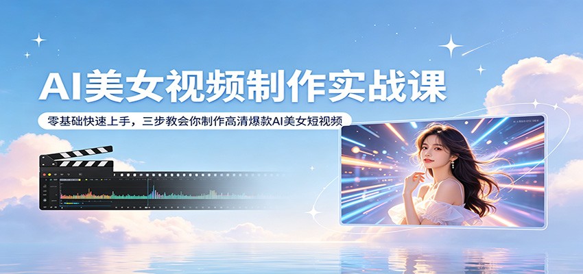 AI美女视频制作实战课：零基础快速上手，三步教会你制作高清爆款AI美女短视频-软件天堂-专注分享