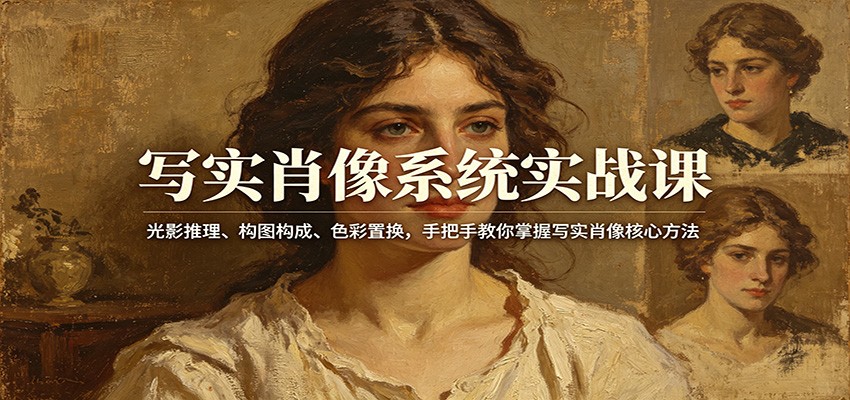 写实肖像系统实战课：光影推理、构图构成、色彩置换，手把手教你掌握写实肖像核心方法-软件天堂-专注分享