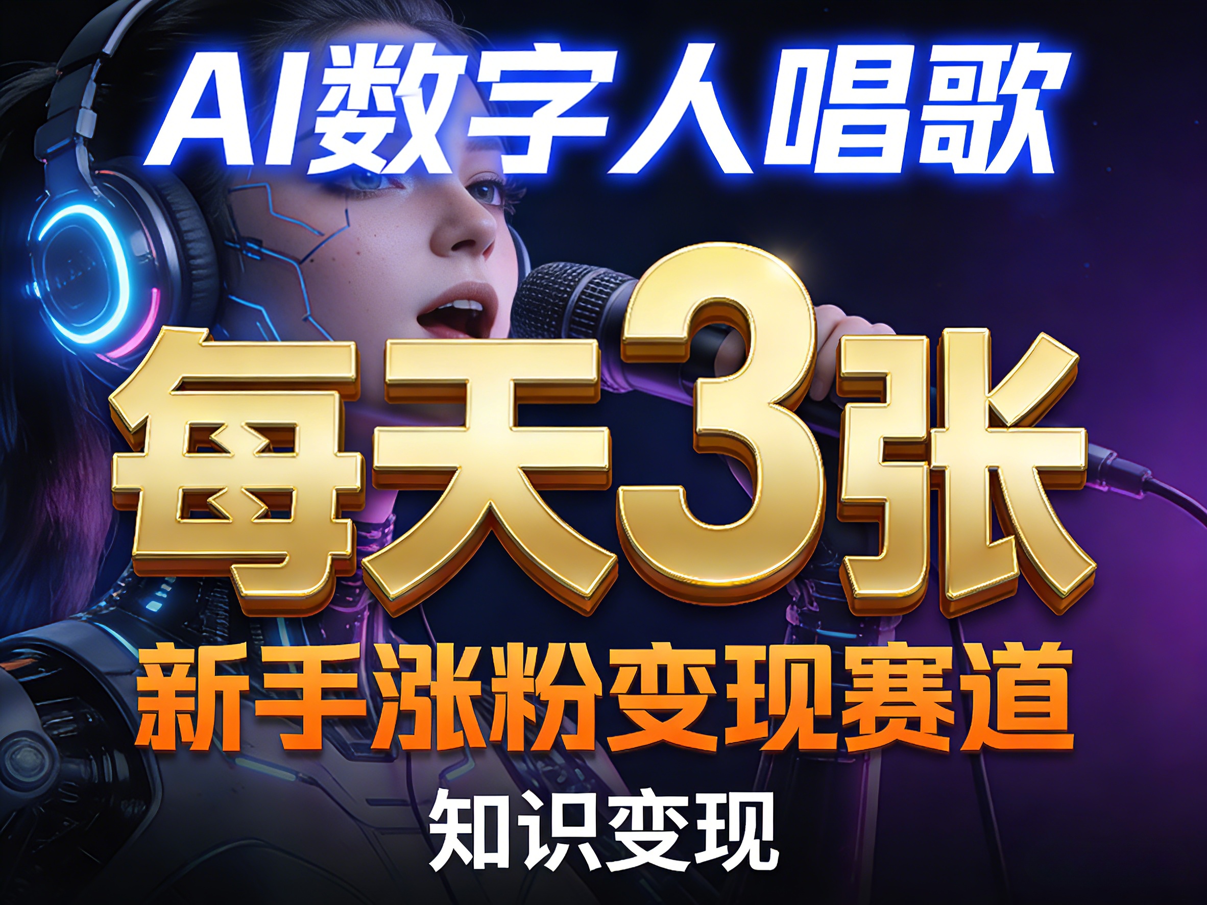 AI数字人唱歌,新手涨粉变现赛道,每天3张和知识付费,副业必备-软件天堂-专注分享