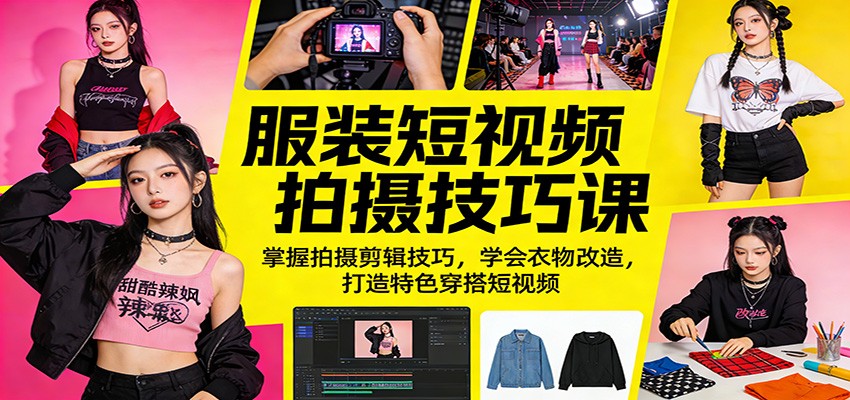 服装短视频拍摄技巧课：掌握拍摄剪辑技巧，学会衣物改造，打造特色穿搭短视频-软件天堂-专注分享