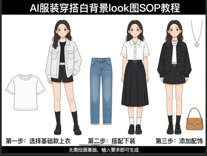 AI服装穿搭白背景look图SOP教程，不用会画画，提几句具体要求，AI就能还你一个奇迹-软件天堂-专注分享